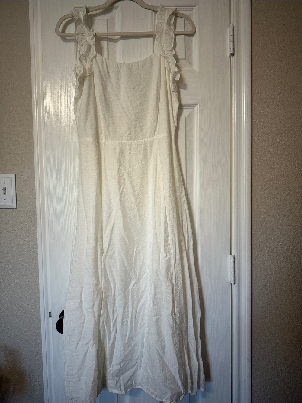 Sugarlips White Ruffle Strap Maxi Dress